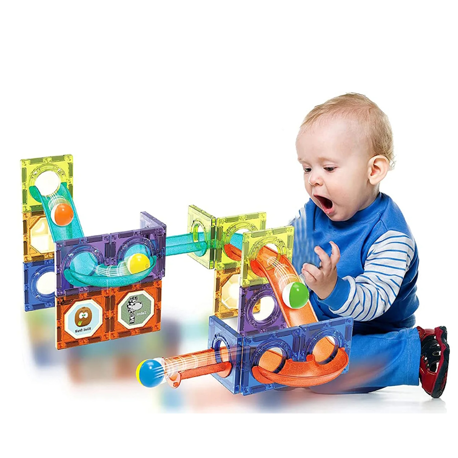 KLOCKI MAGNETYCZNE KONSTRUKCYJNE ŚWIECĄCY TOR 40el Wiek dziecka 3 lata +