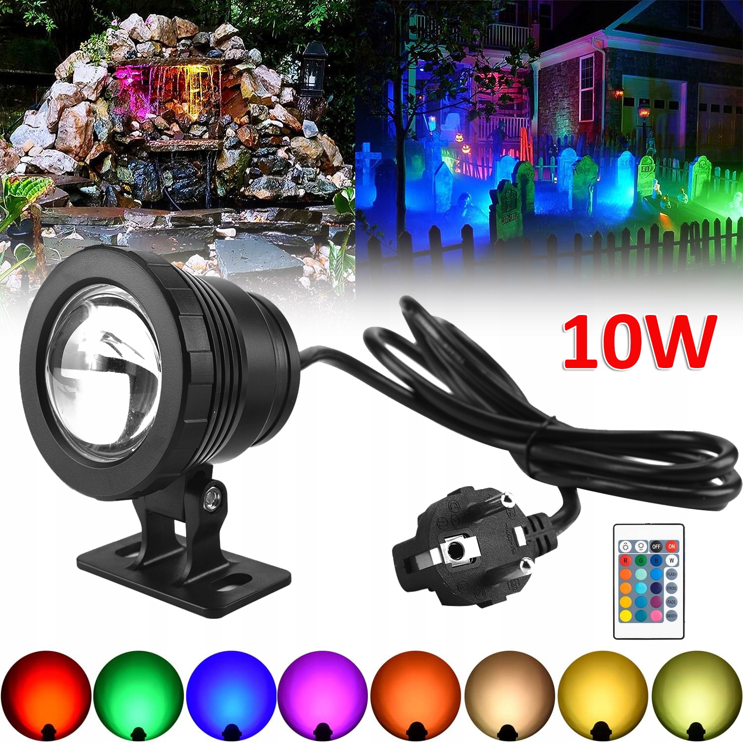 PODWODNE ŚWIATŁO LED, WODOODPORNA LAMPA PODWODNA RGB, DEKORACJA REFLEKTOR