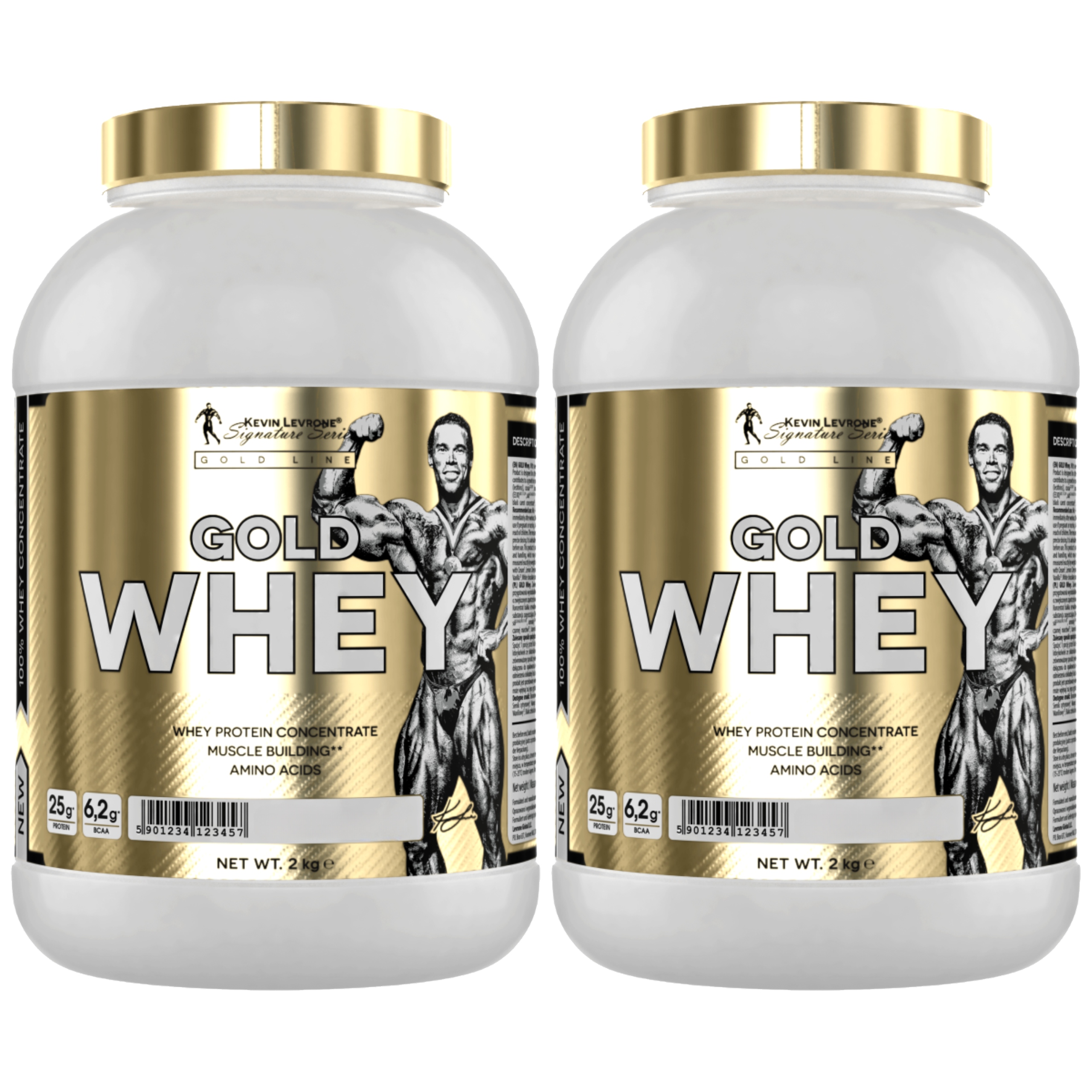 2x Syrovátkový Protein Gold Whey Koncentrát 22 g Bílkoviny 2000 g Kevin Levrone