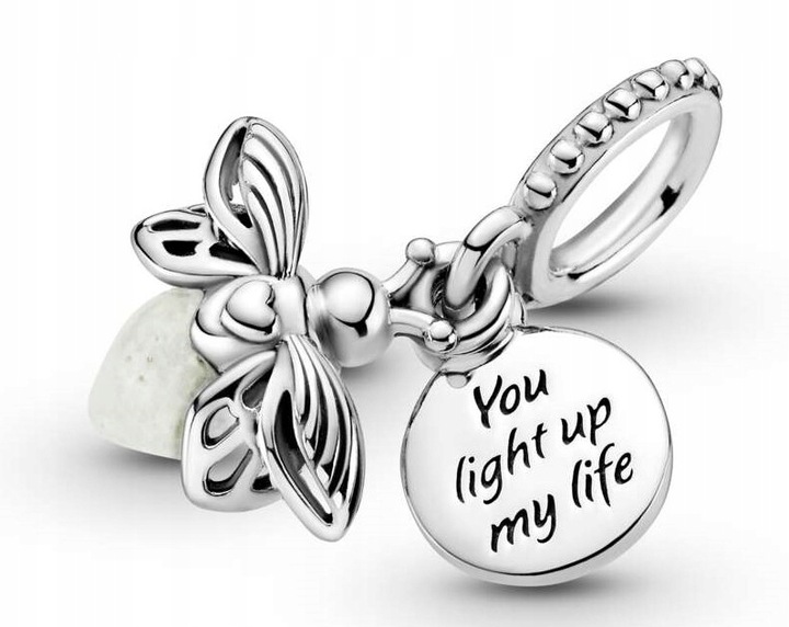 Charms świecący w ciemności świetlik srebro 925