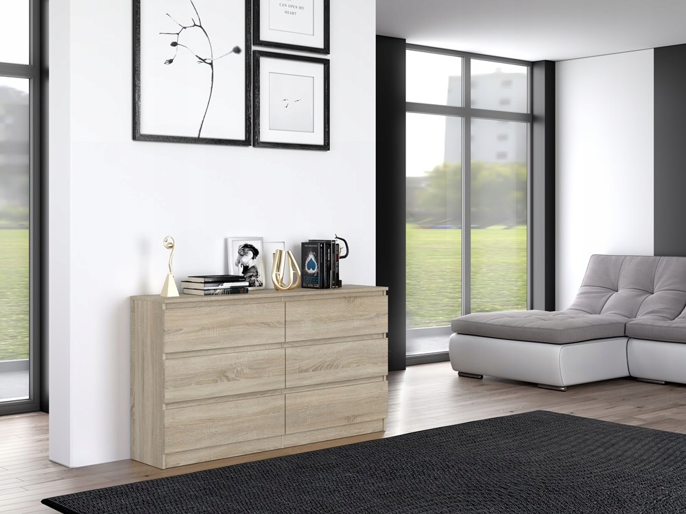 KOMODA NOWOCZESNA 140 cm POJEMNA SZAFKA REGAŁ SZUFLADY MEBLE DĄB SONOMA Liczba szuflad więcej niż 2
