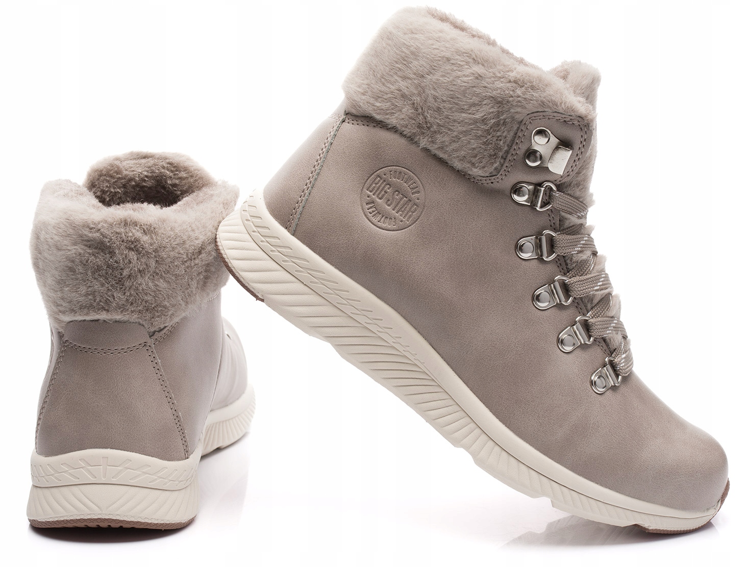 BIG STAR DAMSKIE BUTY TRAPERY ŚNIEGOWCE OCIEPLANE FUTERKIEM BEŻ r. 41 Kolekcja Jesień / Zima