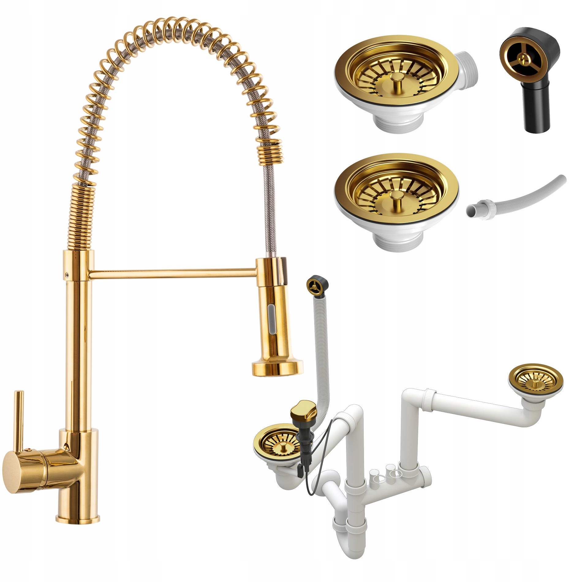 Zlatý Kuchynský Kohútik Spiral Sifón Auto Zlatý