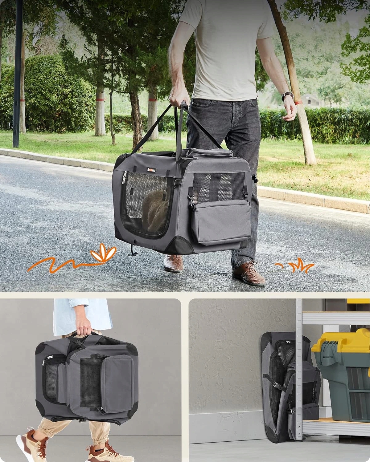 Levně Přepravka pro psy šedá 60 x 42 x 42 cm