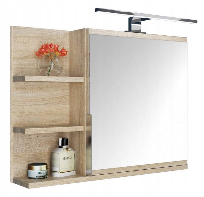 Kúpeľňová skrinka s Led zrkadlom Dub sonoma L