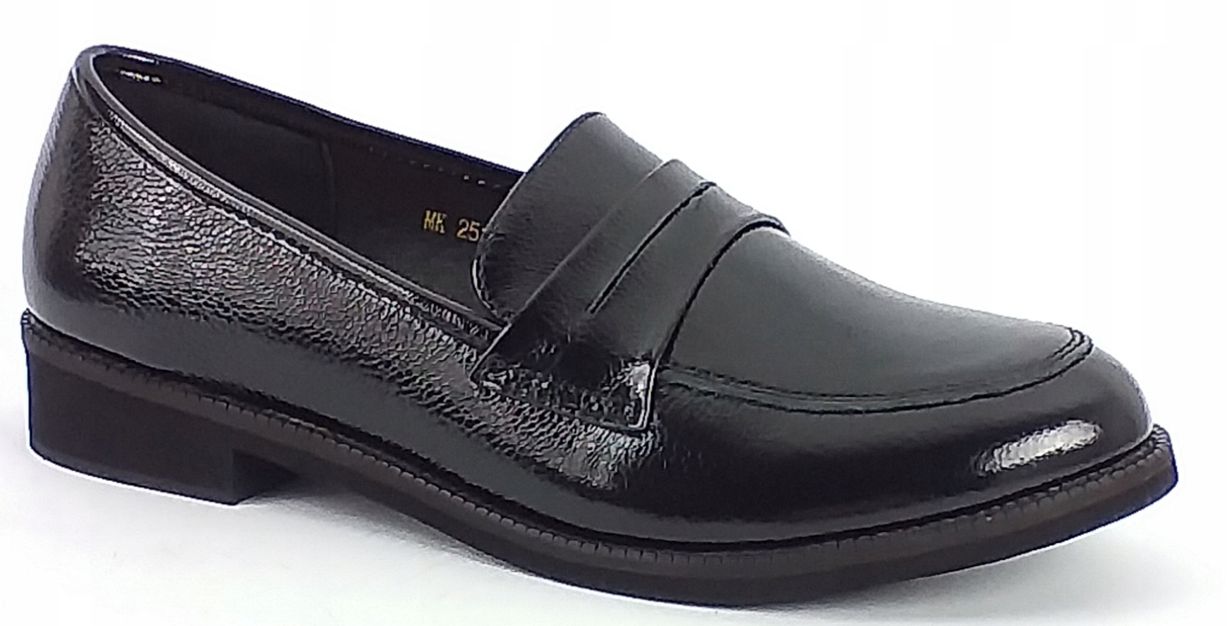 Mokasíny Sergio Leone MK25112-S Dámské Ploché Kožené Černé Lak vel. 41