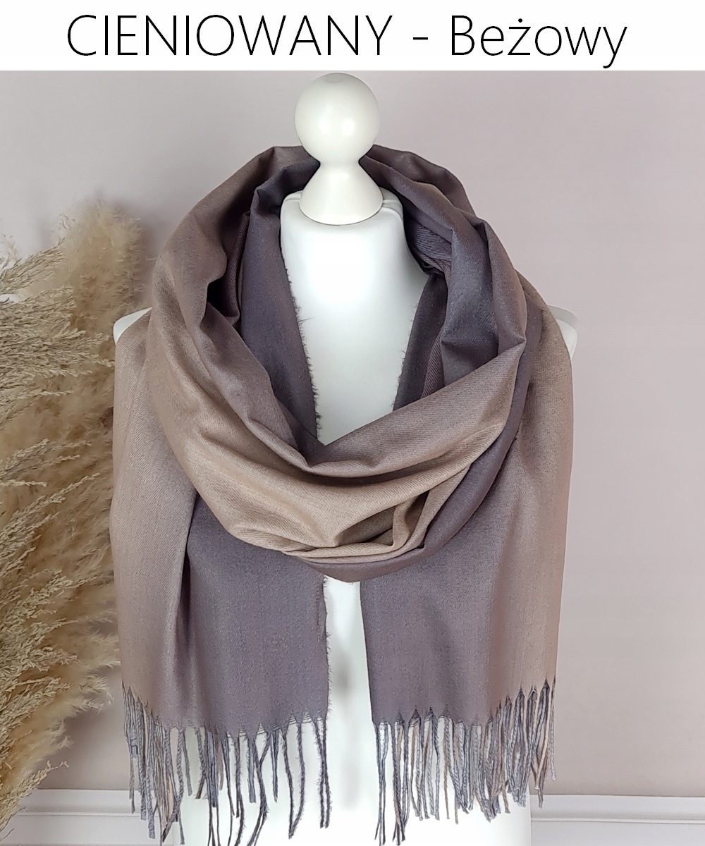 DŁUGI SZAL CIENIOWANY z FRĘDZLAMI chusta - KOLORY Kolekcja całoroczna