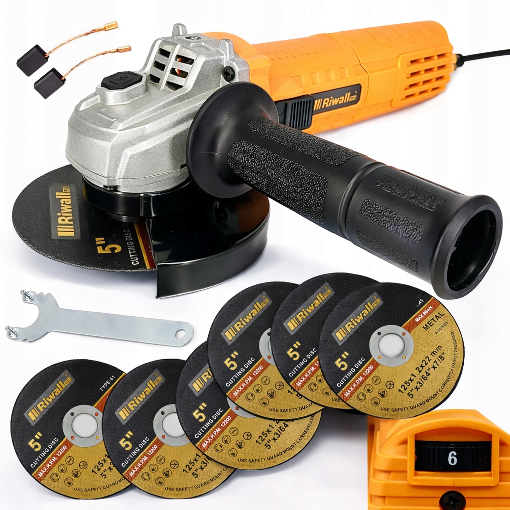 Riwall Diax угловая шлифовальная машина 125 мм 6X диск Pro 2000 Вт регулировка