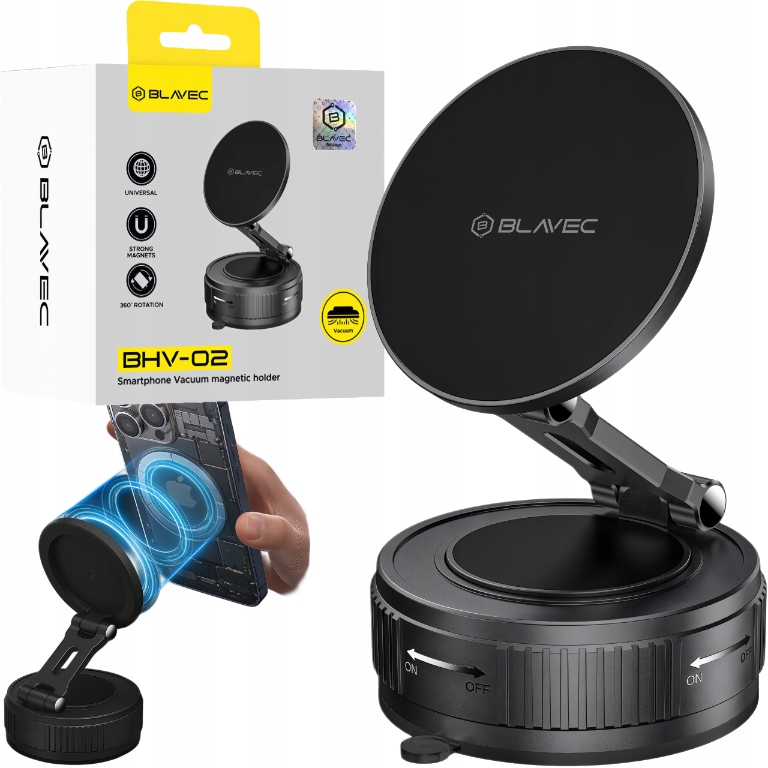 Blavec Uchwyt Samochodowy BHV-02 próżniowy do MagSafe czarny