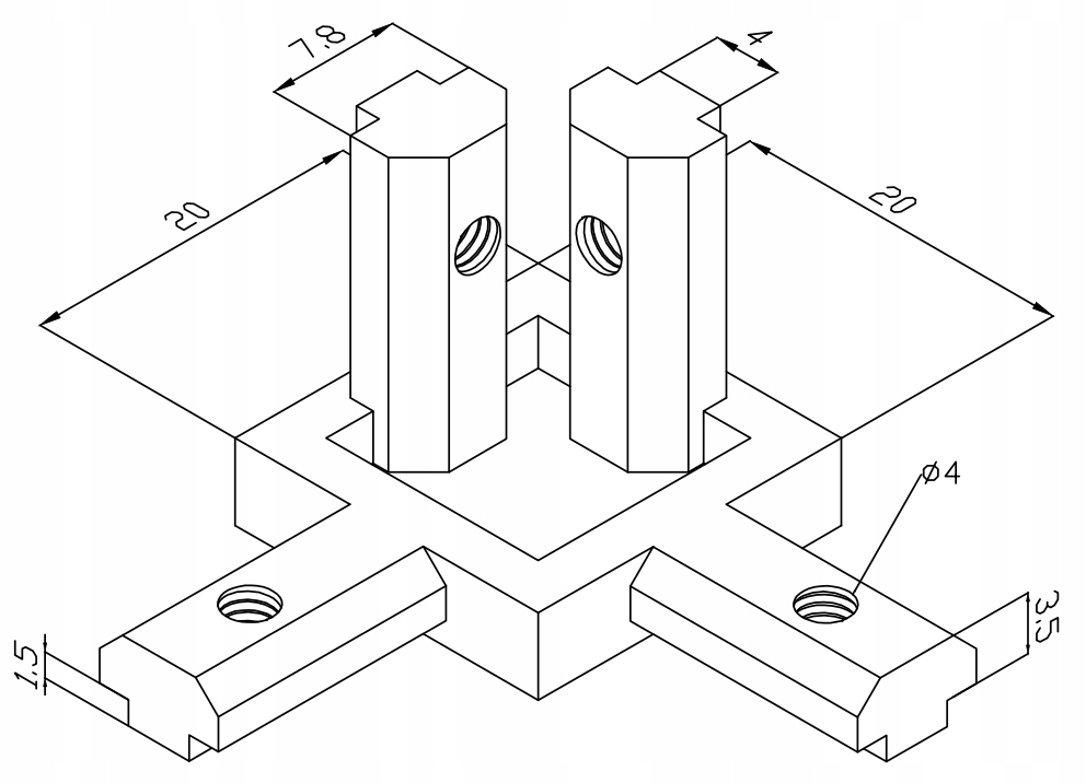 ŁĄCZNIK WEWNĘTRZNY POTRÓJNY PROFILI V-SLOT 2020 Producent Inna
