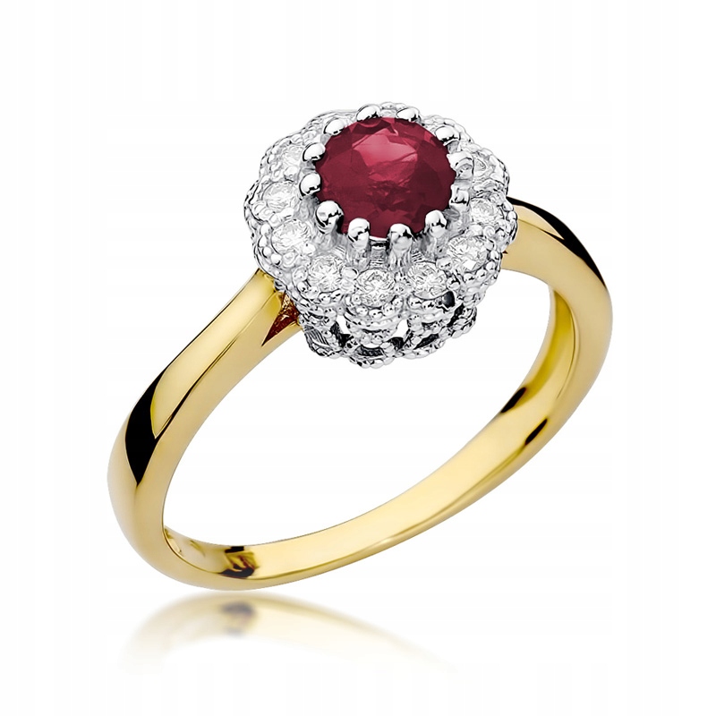 

Pierścionek Rubin Brylanty 0,17 Ct Markiza Grawer
