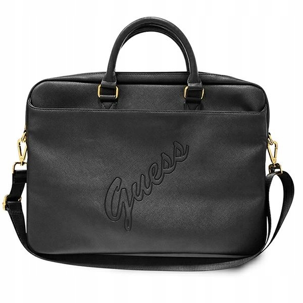 Guess Taška GUCB15PUSASBK na telefon, pouzdro pouzdro 16", černá, Saffiano Script