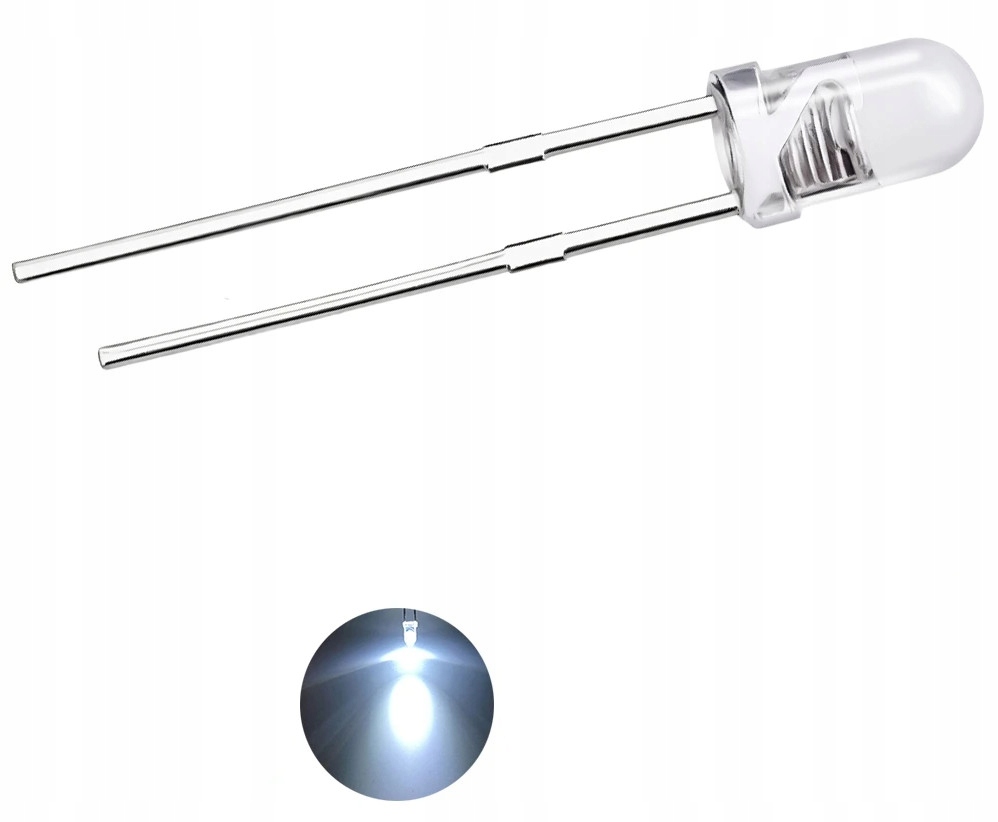 DIODA LED 3mm na 12V BIAŁA