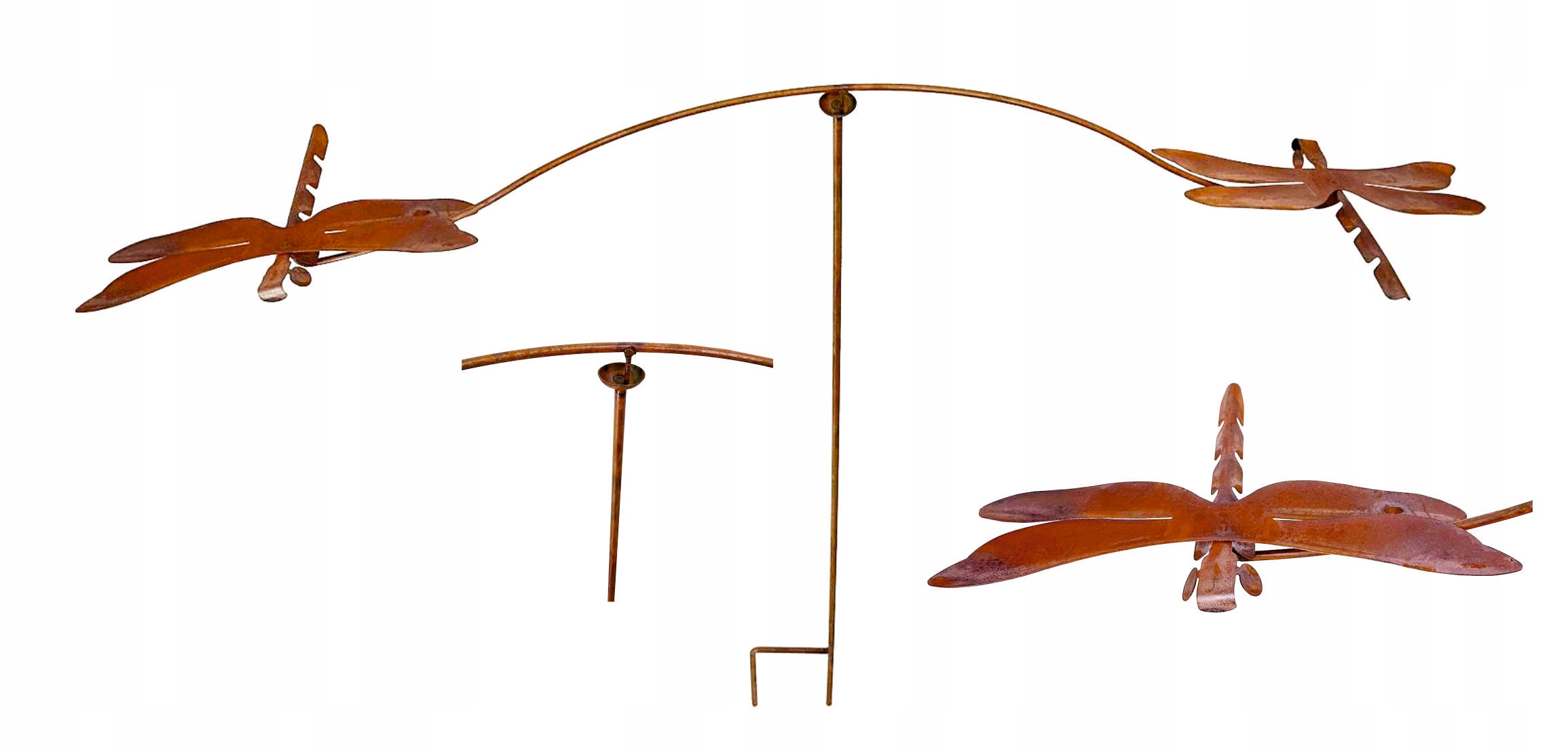 Dekorace do zahrady Balanser Balanční vážka Kovová s zapichovací rzí 112 cm