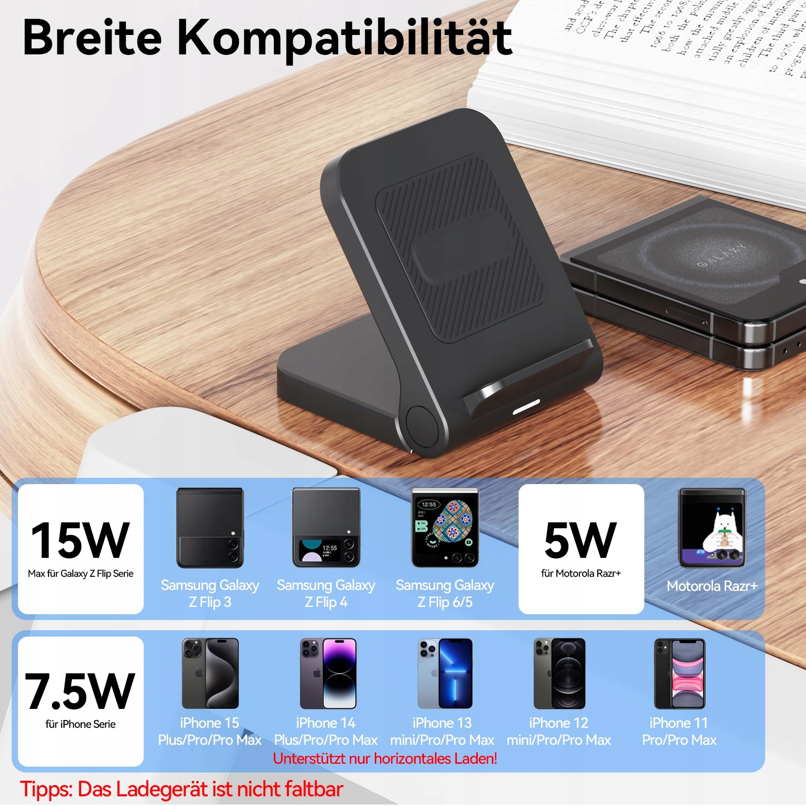 GEYO Stacja Ładowania Indukcyjna 15W Do Samsung Galaxy Z Flip 6 5 4 3 — miniatura 3