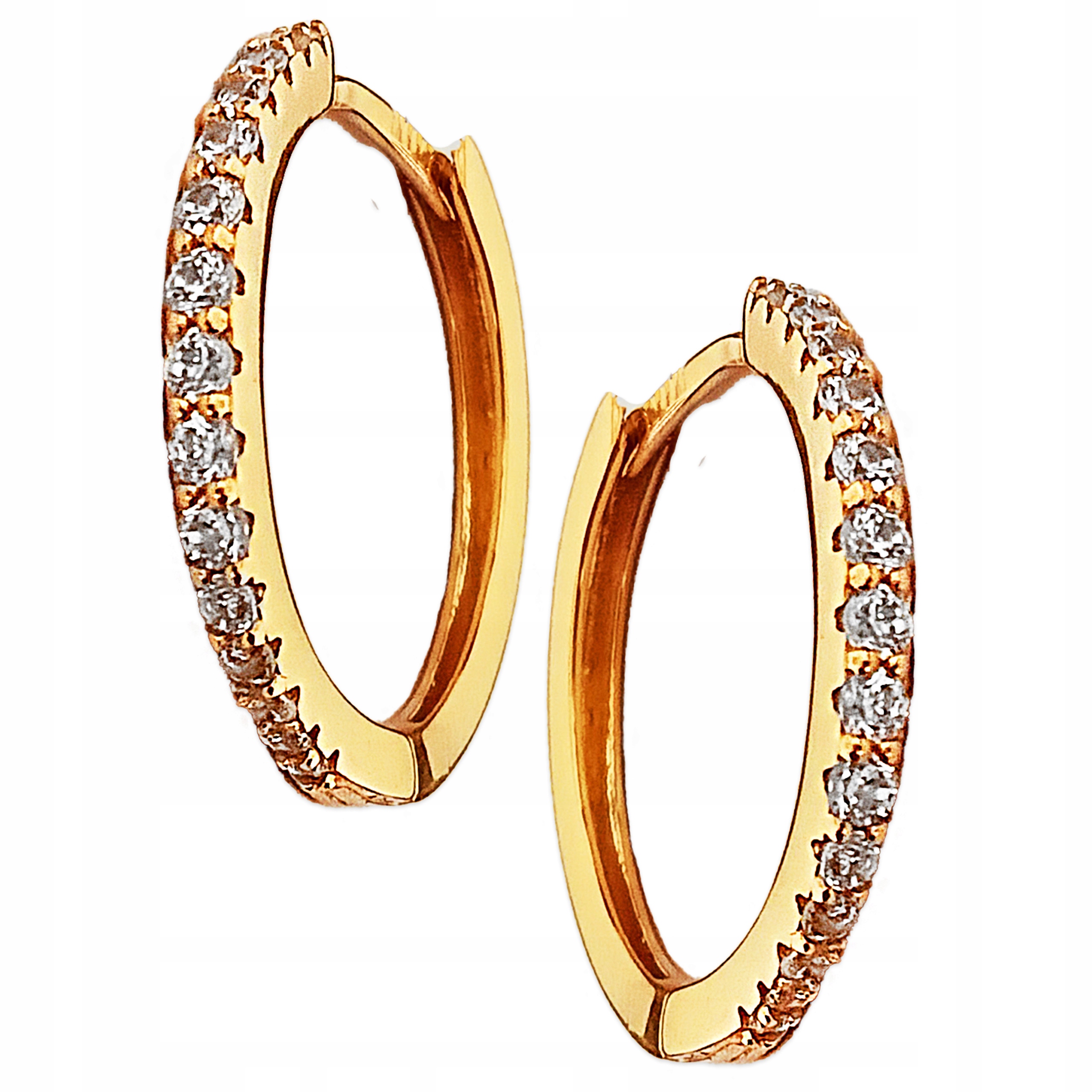 Náušnice stříbrné kroužky 925 pozlacené 14k s klasickými zirkony pro ženy