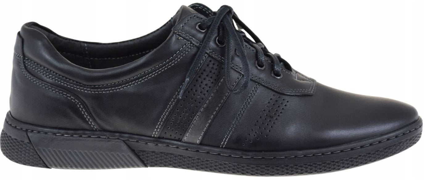 Pánské kožené polobotky černé pohodlné pro každodenní nošení do práce 319A-774 44