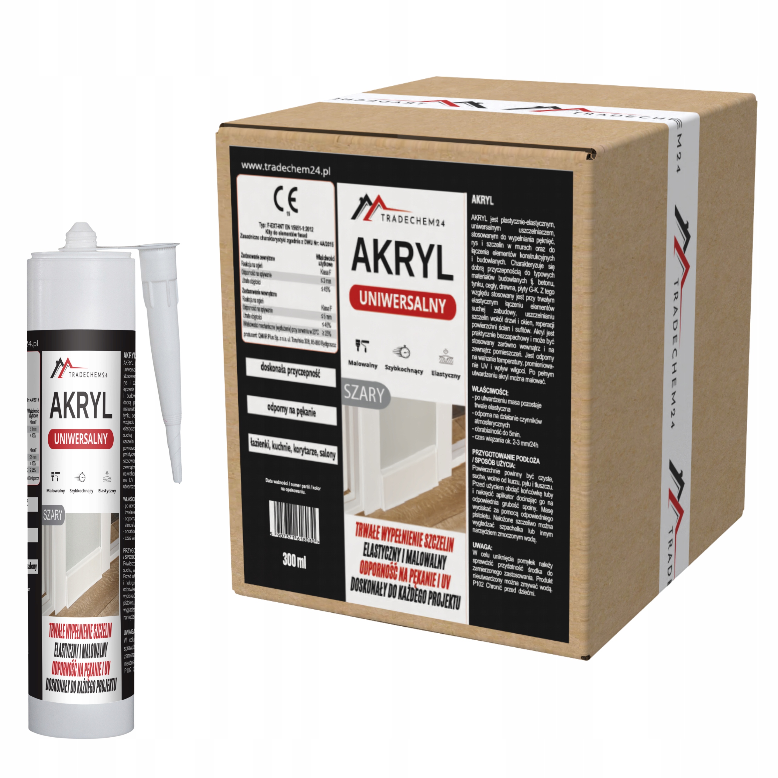 12 x Akrylový Univerzální Šedý Těsnící Pásek Na Okna, Stěny, Gk