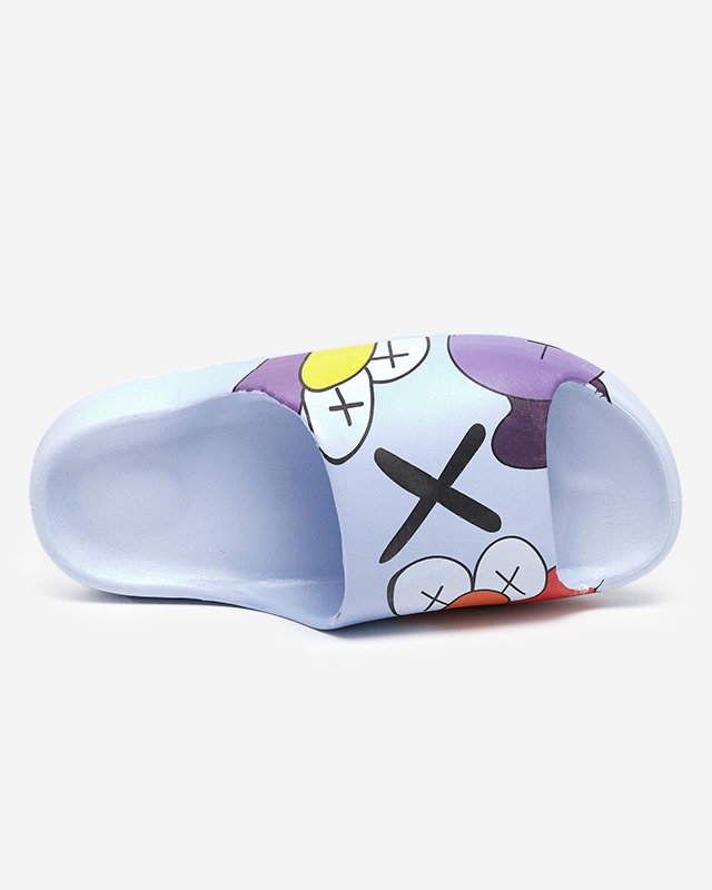 NIEBIESKIE DAMSKIE KLAPKI Z PRINTEM ELMINO 37 Rozmiar 37