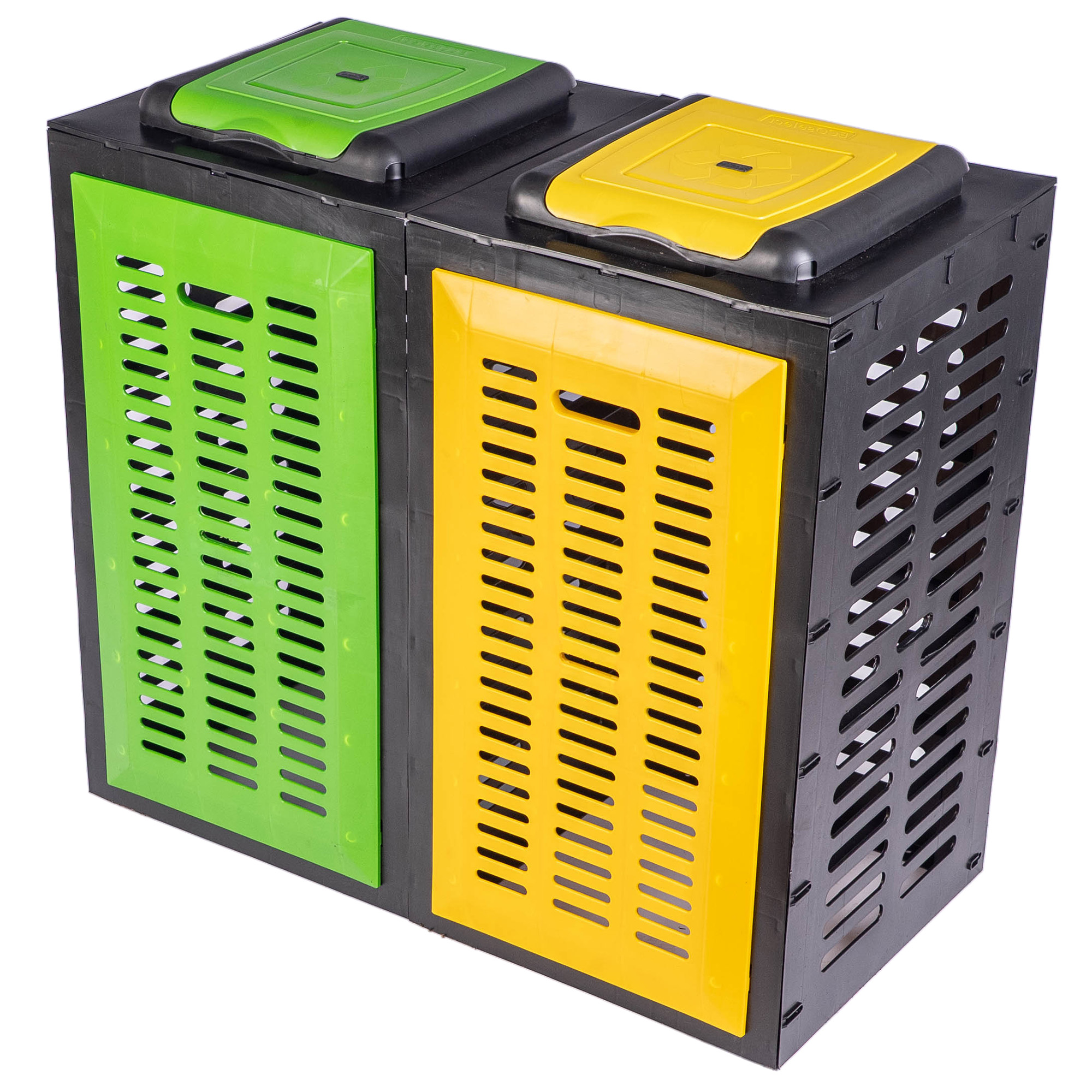 Kosz Na Śmieci Stojak Na Worki Do Segregacji Odpadów Podwójny Żółto-zielony