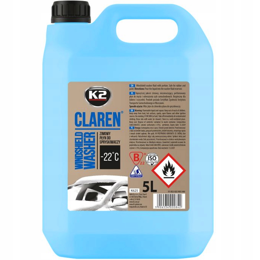

K2 Claren -22C 5L Zimowy Płyn do Spryskiwaczy K625