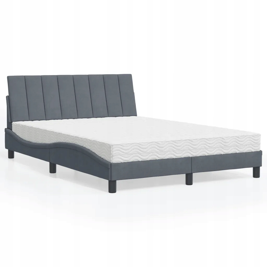Postel s matrací Hanko tmavě šedý 140 x 190 cm samet Šedá 3208593