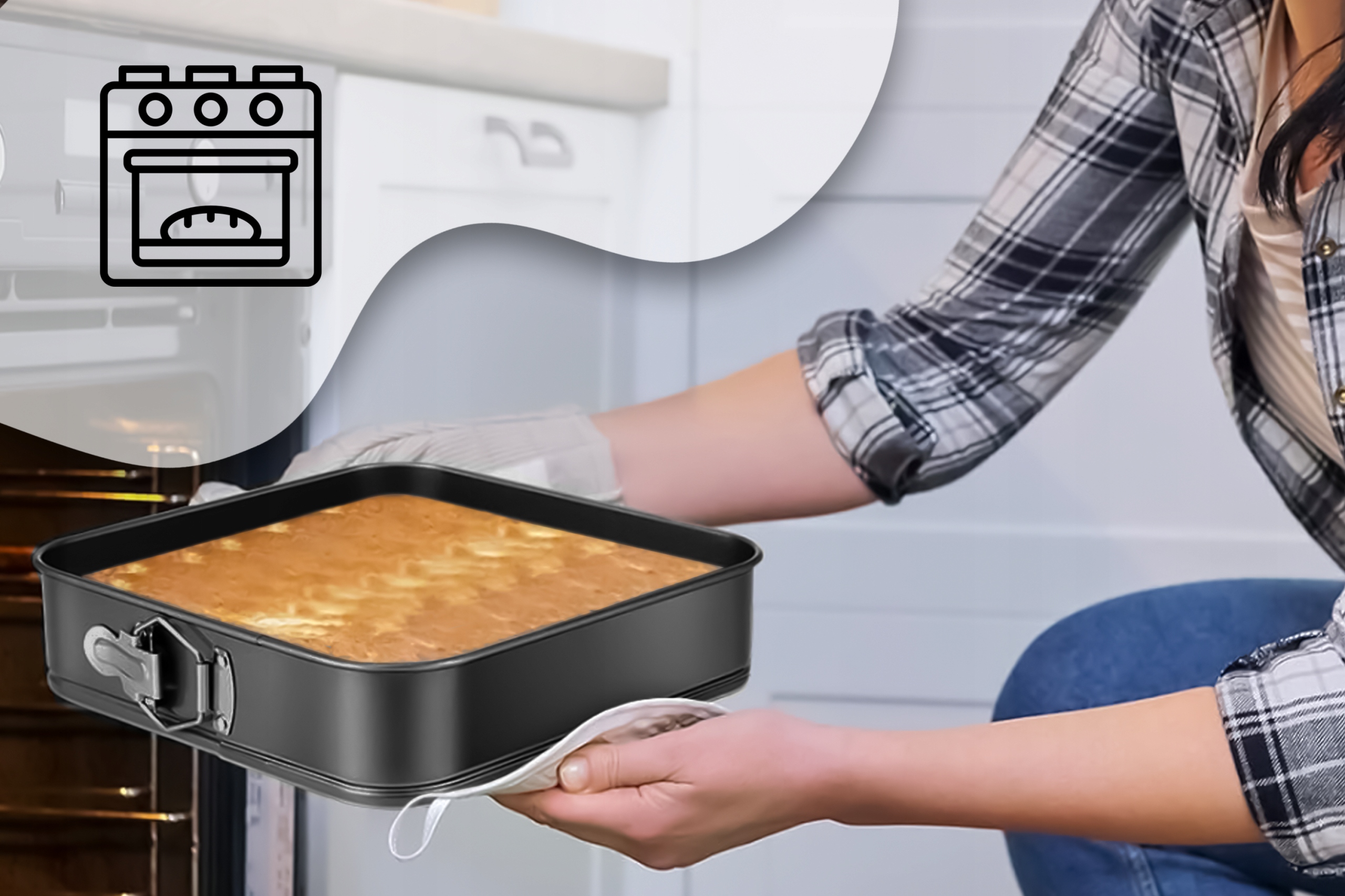 3X TORTOWNICA KWADRATOWA DO PIECZENIA CIAST BLACHA NON-STICK 24/26/28 CM Cechy dodatkowe wyjmowane dno