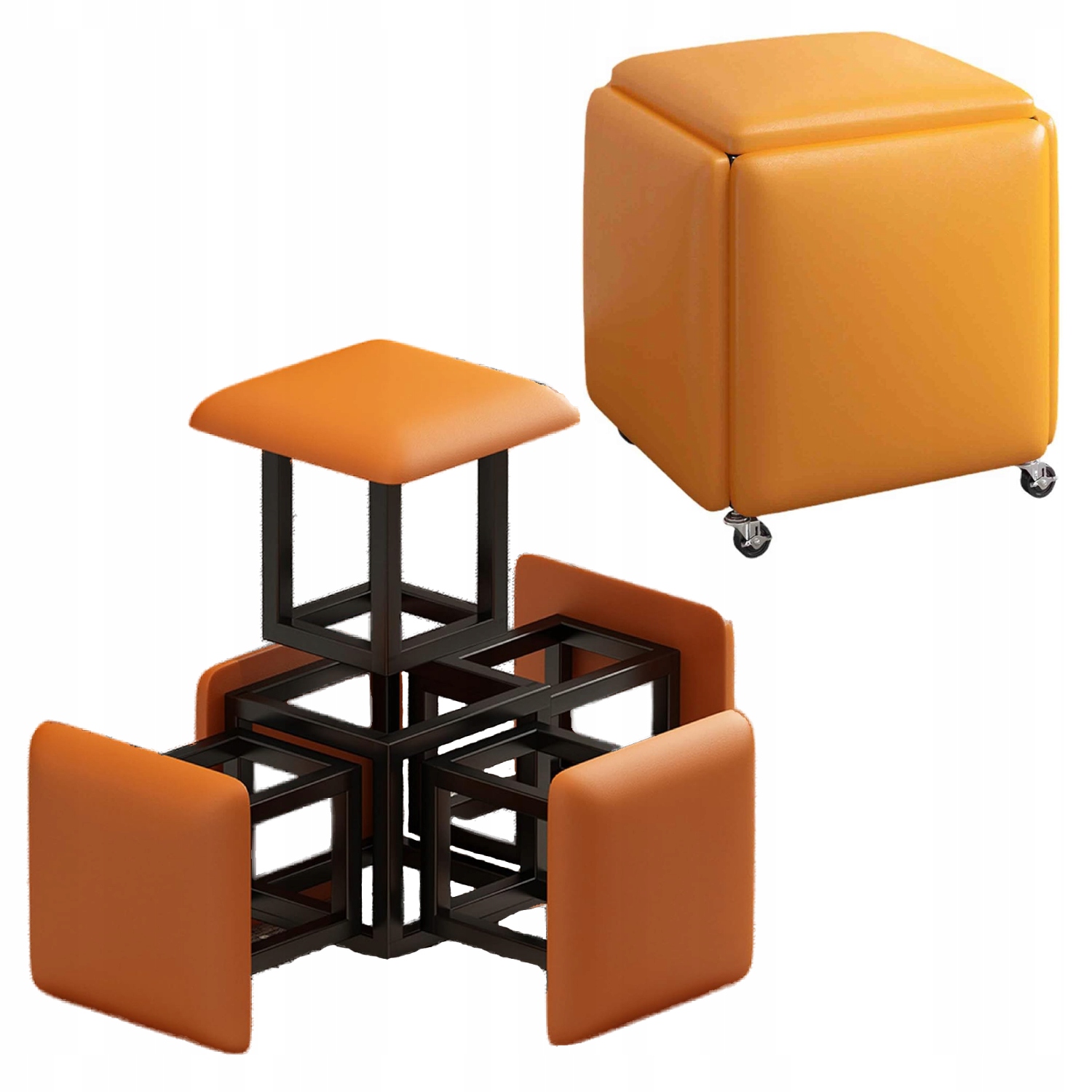 Moderní Taburet Rozkládací kostka na kolečkách 5v1 Skládací úložný prostor Sedadlo