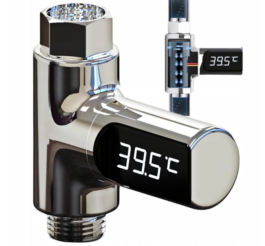 TERMOMETR PRYSZNICOWY LED MIERNIK TEMPERATURY