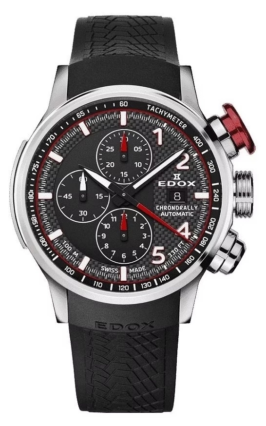 Pánské Hodinky Edox 01129 Trca Ncar Chronorally Černé S Automatickým Řemínkem