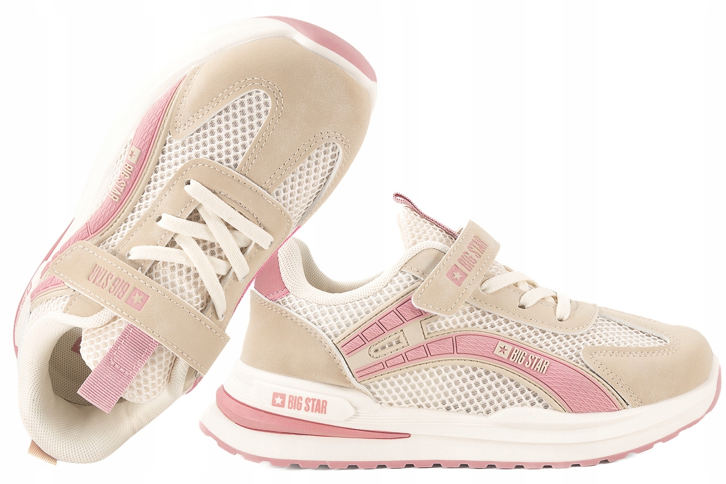 Big Star TT374151 Buty Sportowe Dziewczęce Sneakersy Rzepy beżowe Beżowy 32