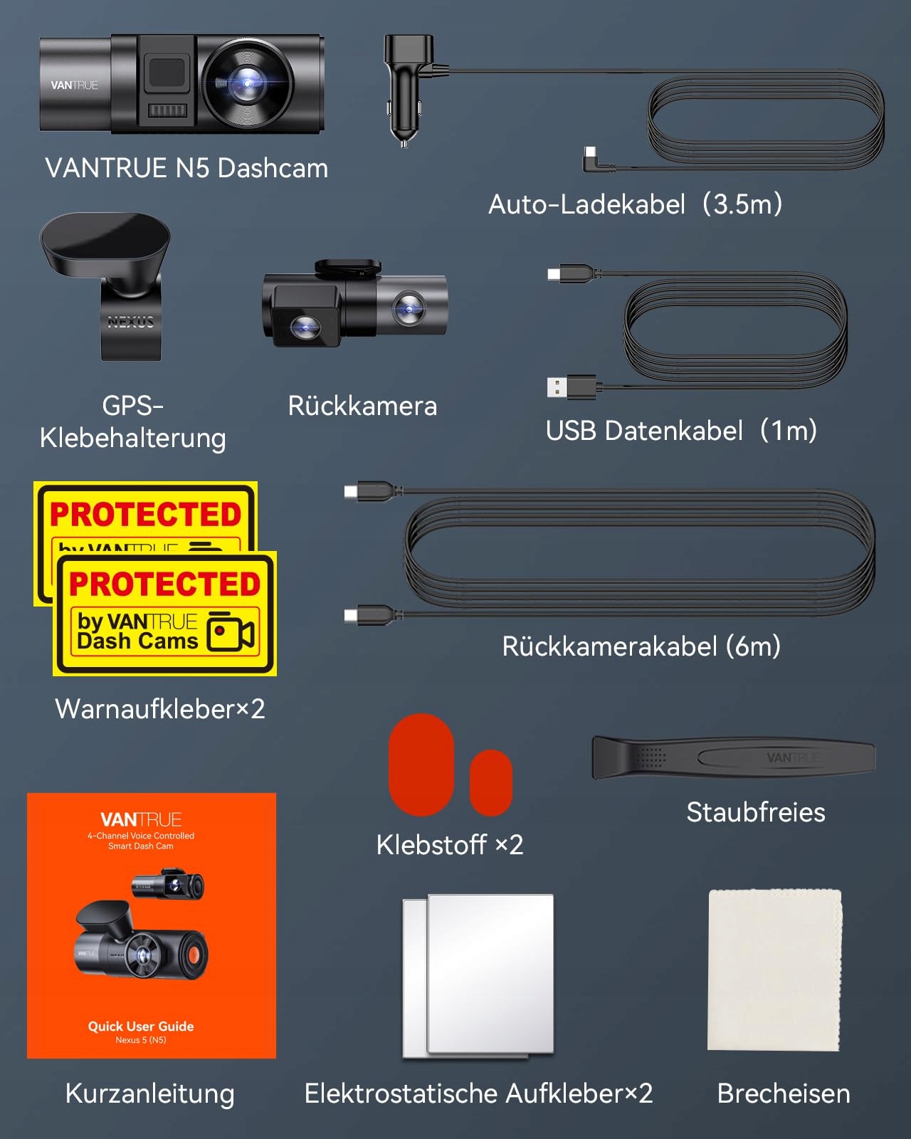VANTRUE N5 Kamera Samochodowa 4 Kanały 2.7K WiFi GPS Tryb Nocny 1944P — miniatura 9
