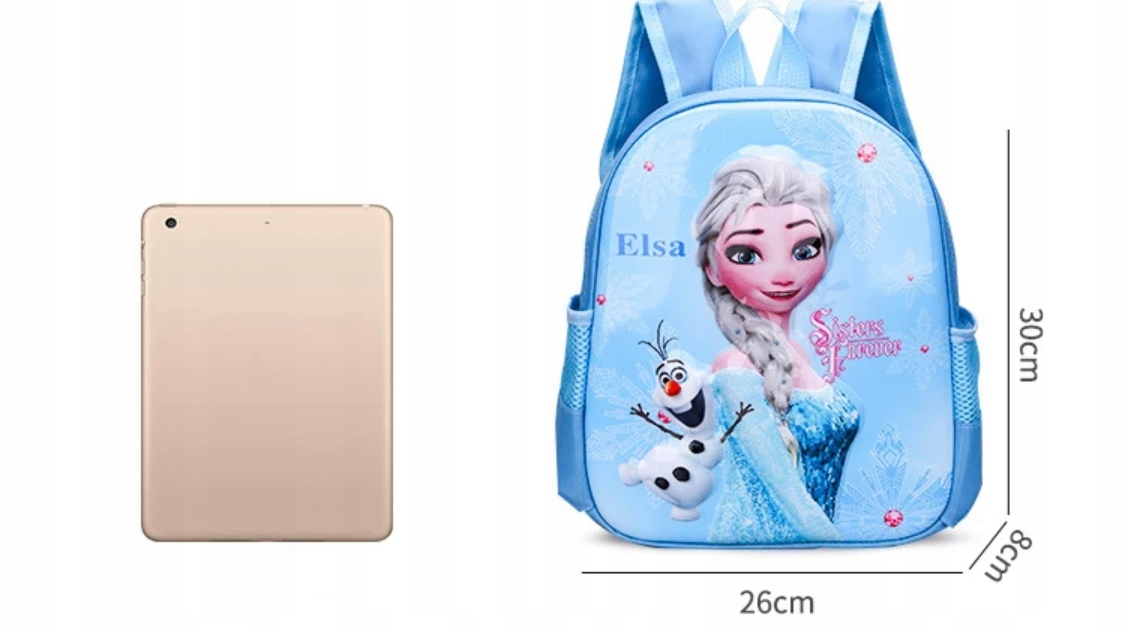 Elsa plecak 3D usztywniany laminowany niebieski lekki do przedszkola FROZEN Stan opakowania oryginalne