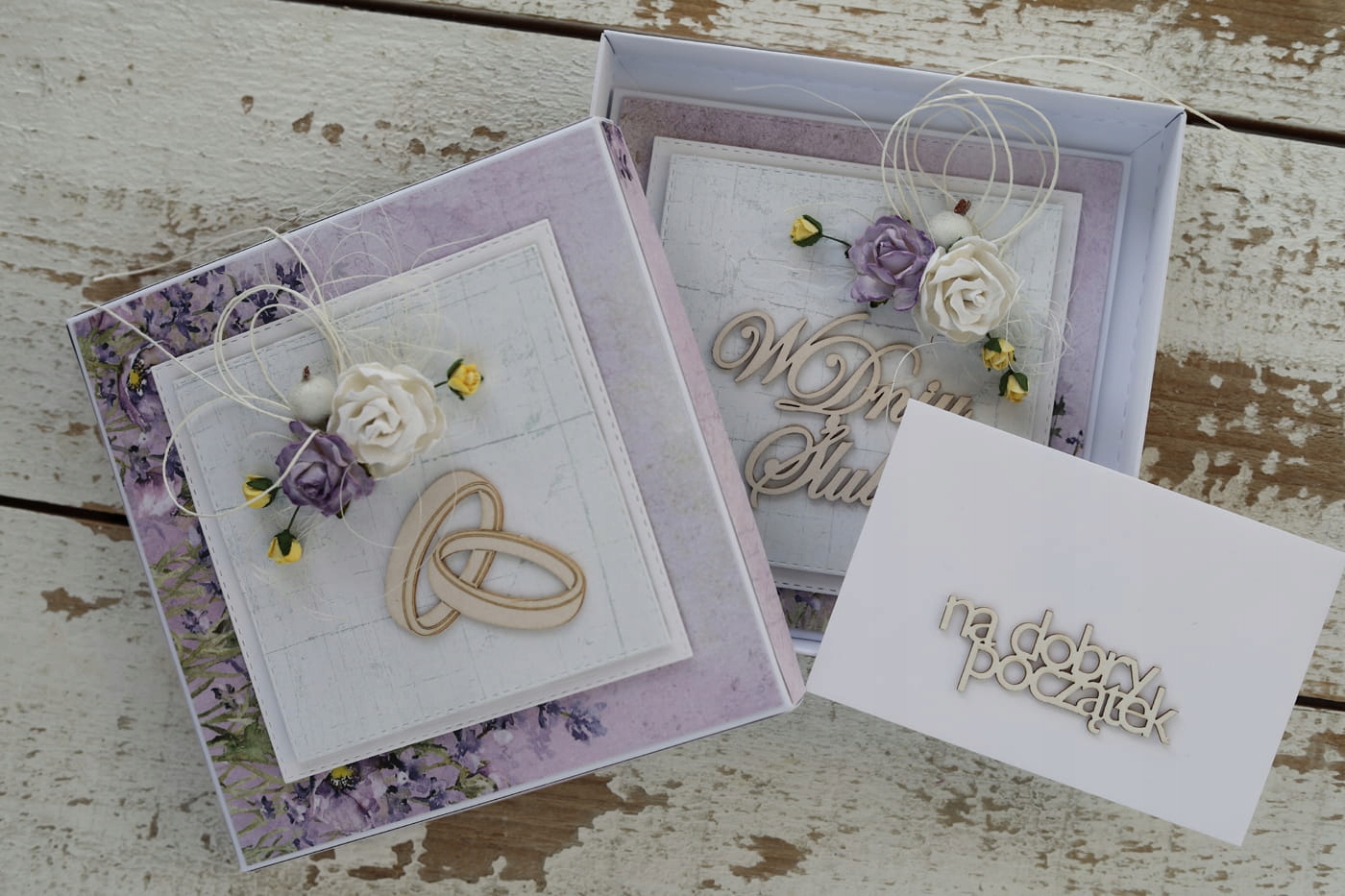 Květinové svatební přání s krabičkou handamde