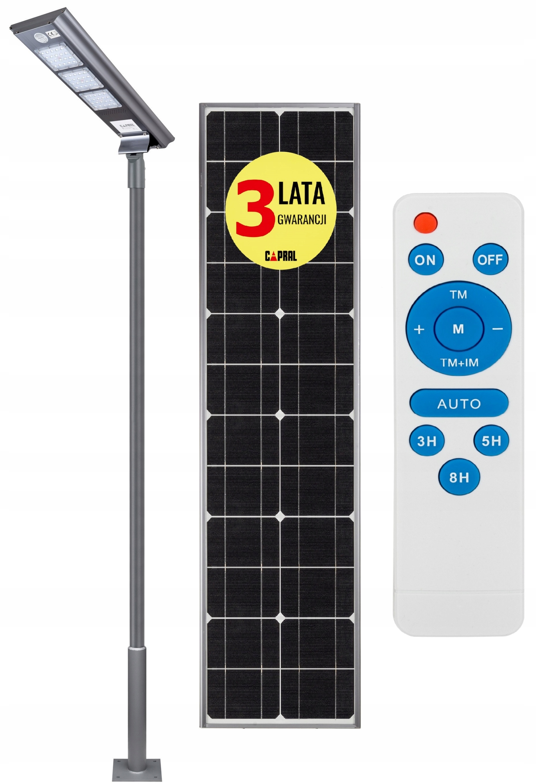 Latarnia Solarna SL07 Monokrystaliczna Cz.Ruchu Mikrofalowy+230V Wys. 350cm
