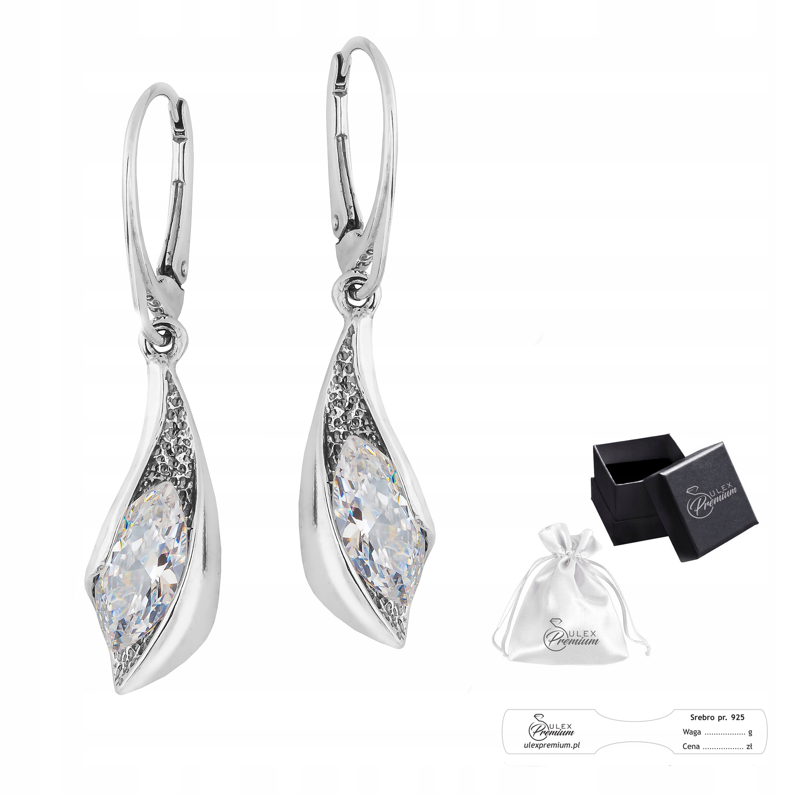 Náušnice stříbro ryzost 925 Elegantní závěsné Náušnice s krásnými zirkony