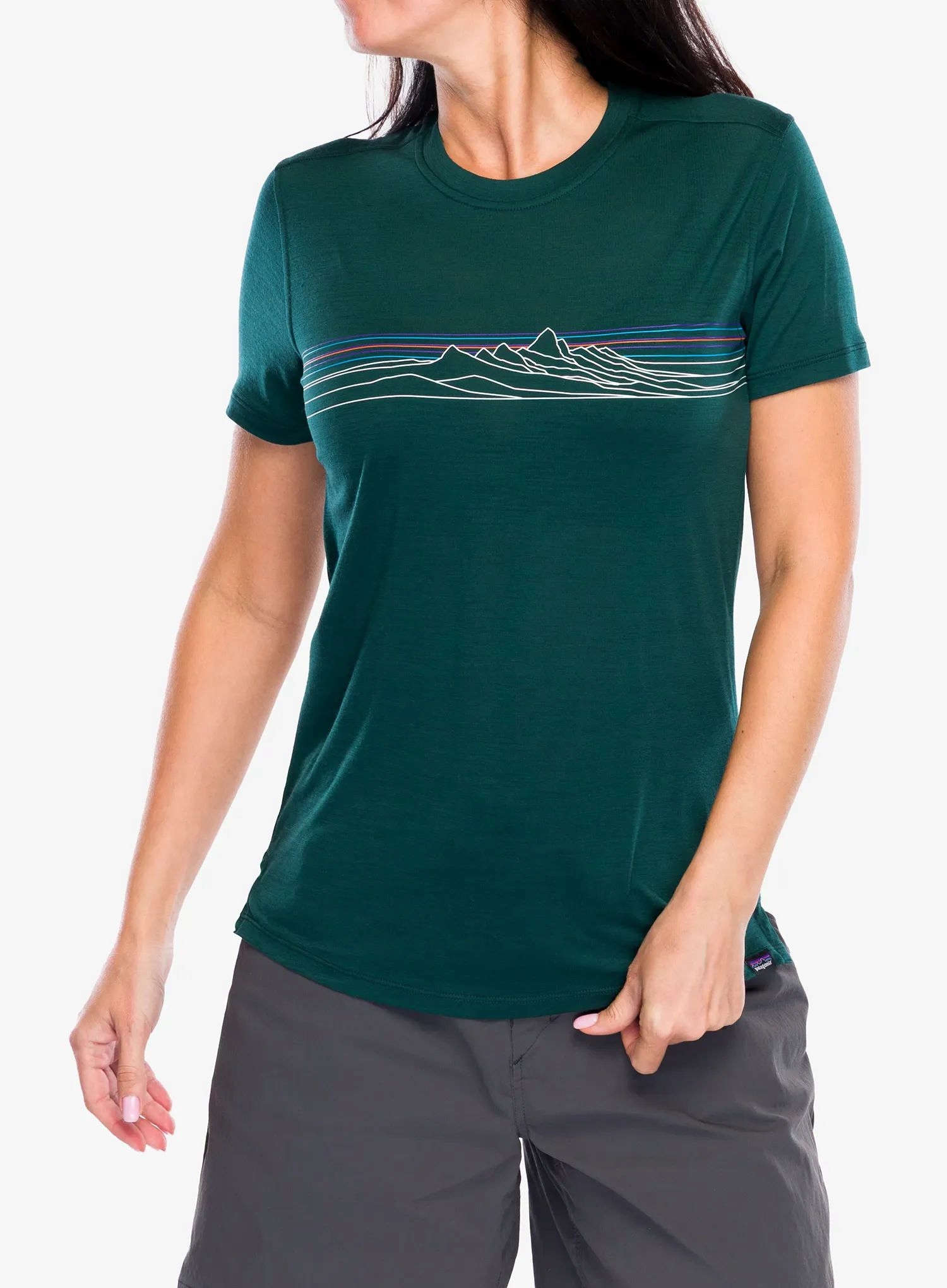 Koszulka merino damska Patagonia Cap Cool Merino Graphic stripe/green Xs