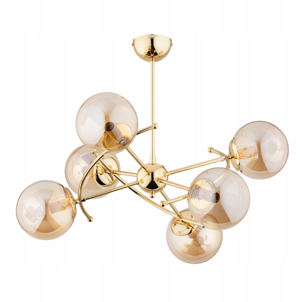 Stropná lampa Kosmito, zlatá, 6xE14, trieda A, Alfa
