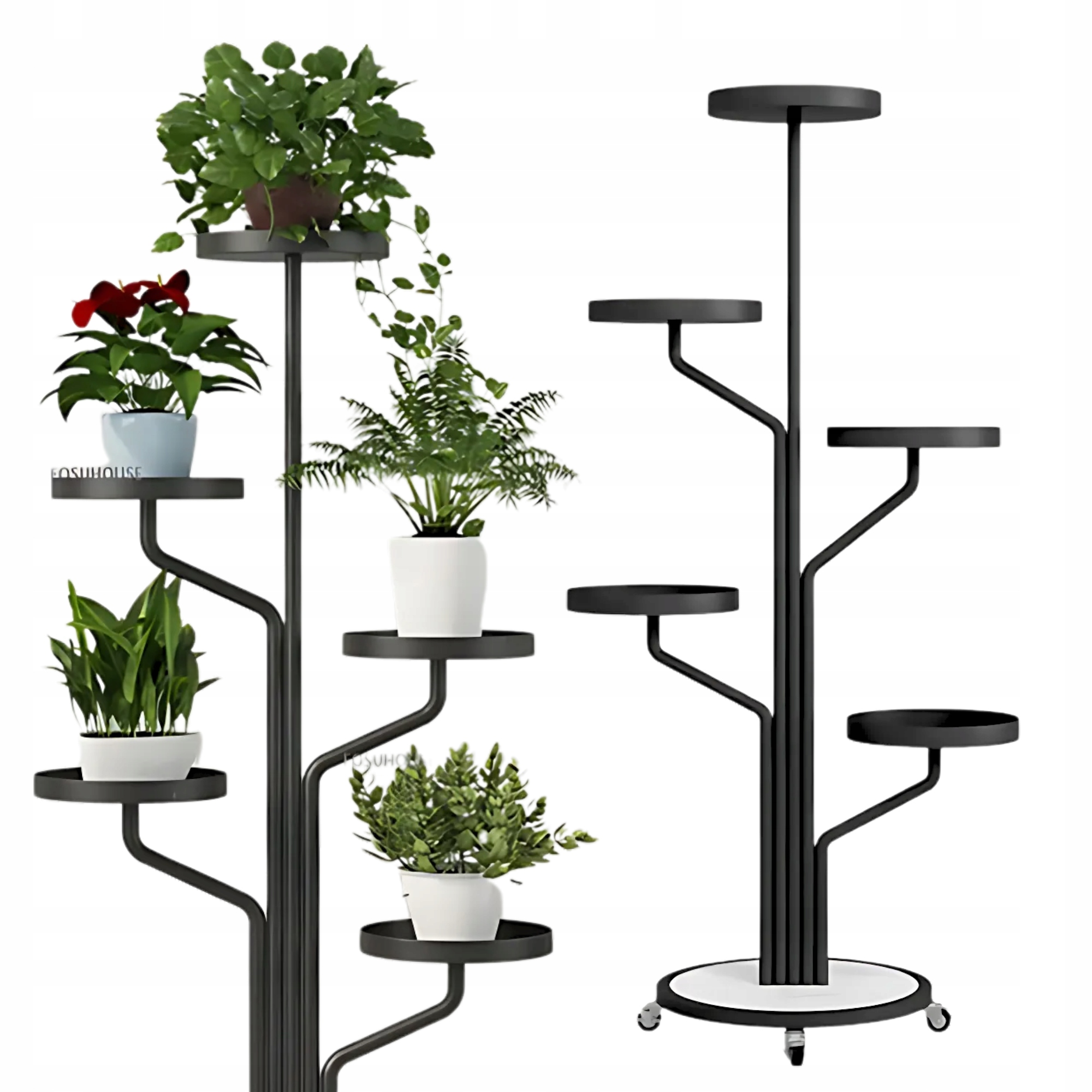 Kwietnik Na Kwiaty Stojak Metalowy Na Kółkach Loft Rośliny Czarny 135 cm