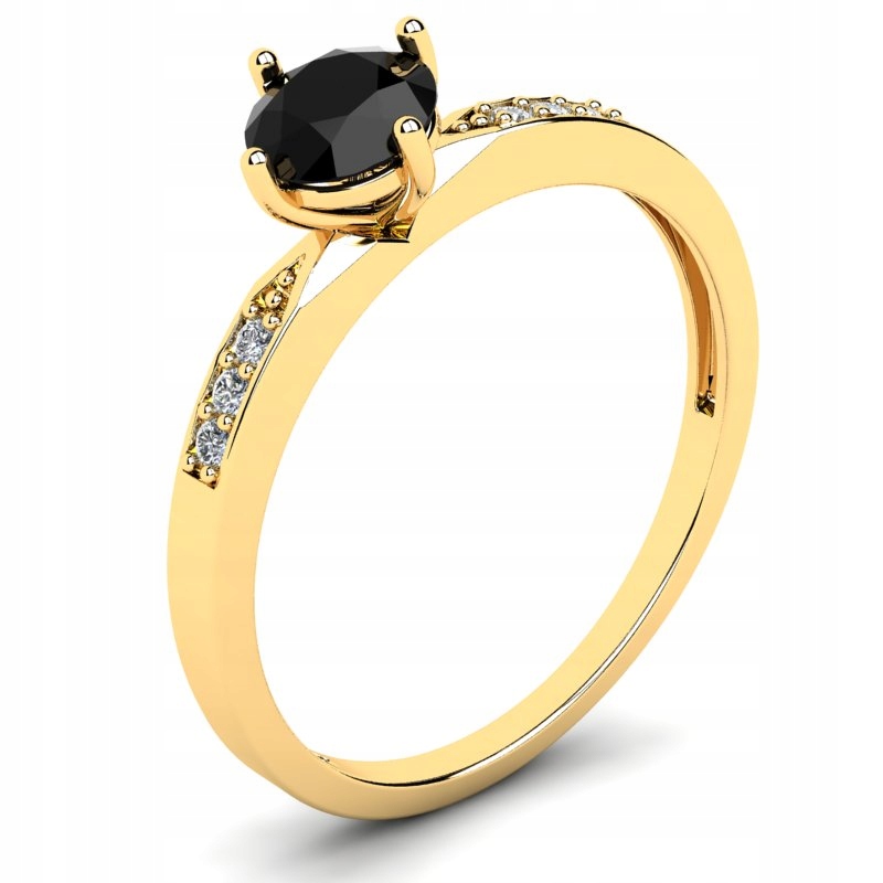 

Pierścionek Złoty Błyszczący Z Czarną Cyrkonią