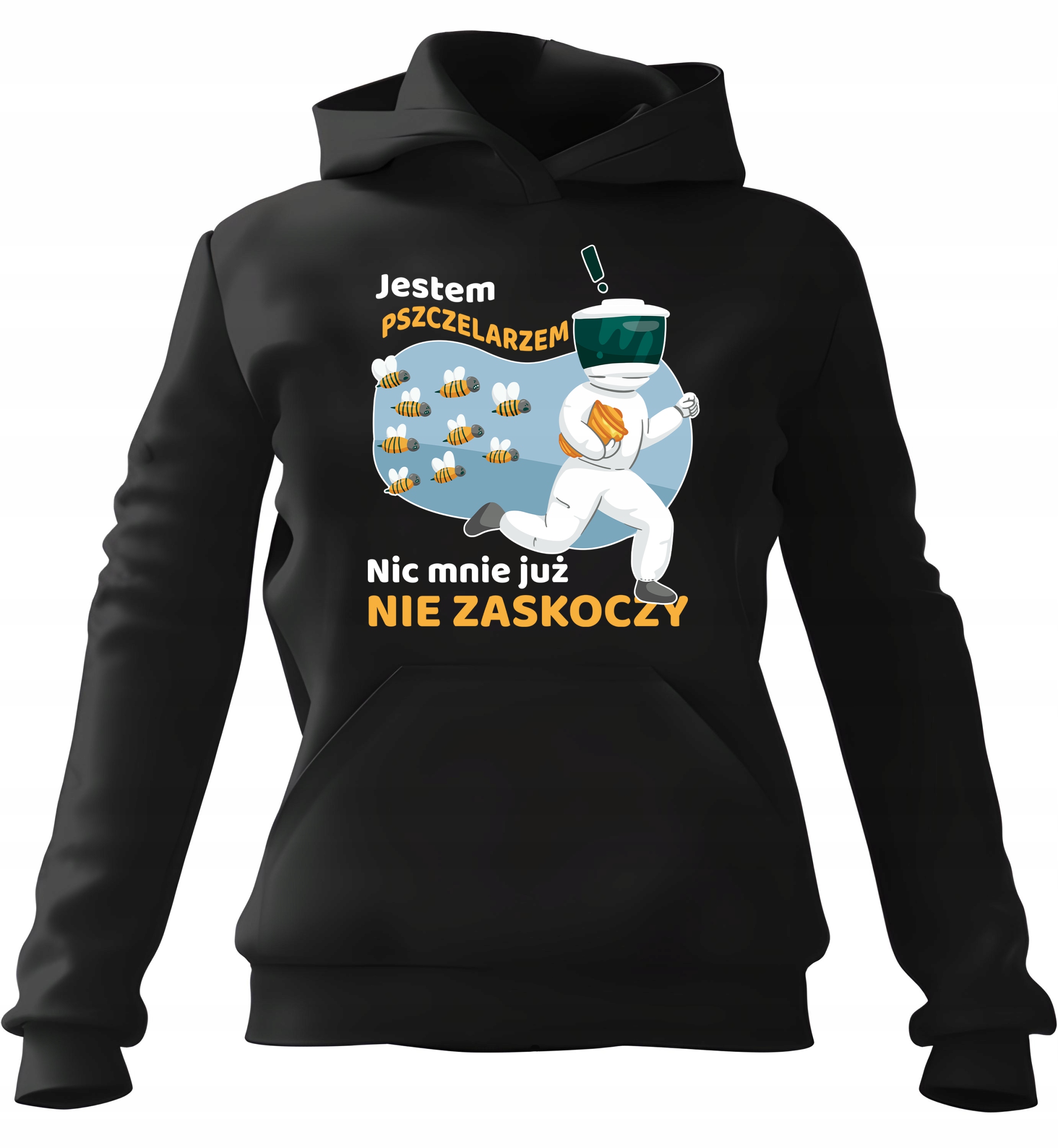 pánská mikina s kapucí Jsem včelař, nic mě už nepřekvapí, černá