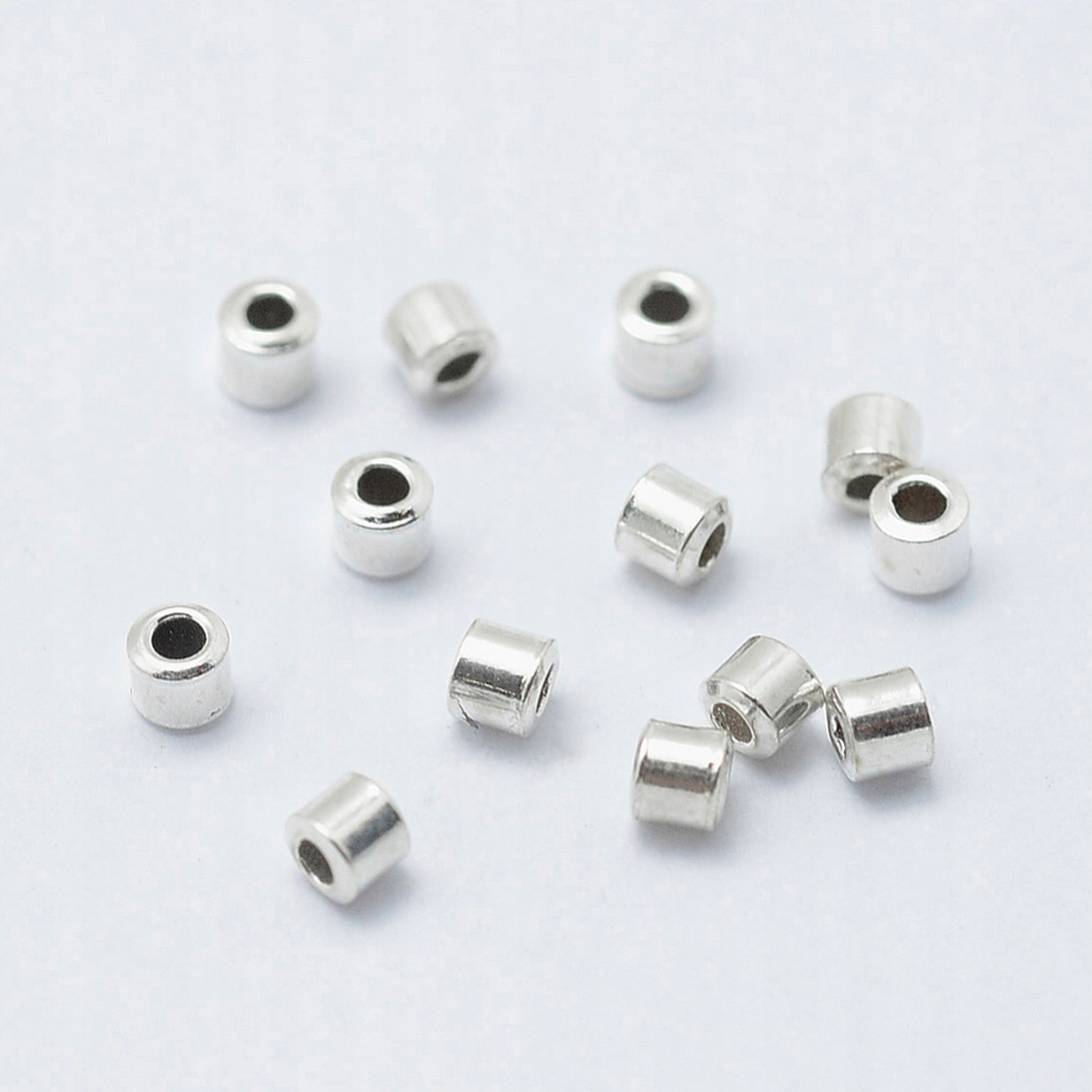Srebro 925 Koraliki Rurki Zaciskowe, Platynowy, 2x2mm, Otwór 1mm, 5szt