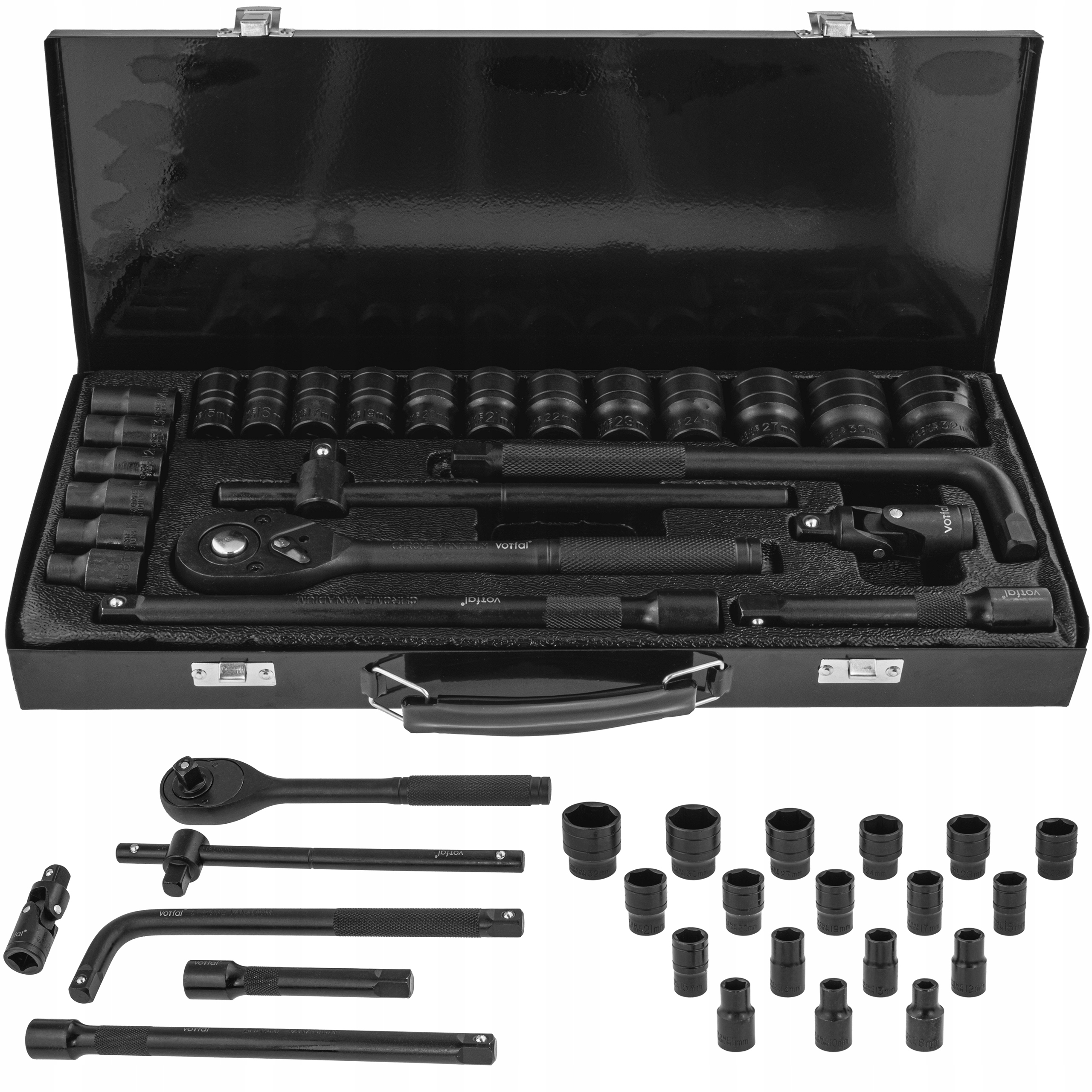 ZESTAW NASADEK UDAROWYCH 8-32MM NASADKI 24EL GRZECHOTKA 1/2 UDAR PRZEDŁUŻKA