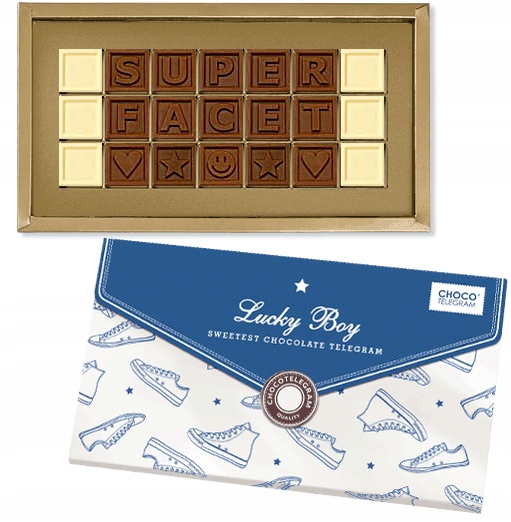 na Dzień Mężczyzny telegram Facet czekolada dla chłopaka męża