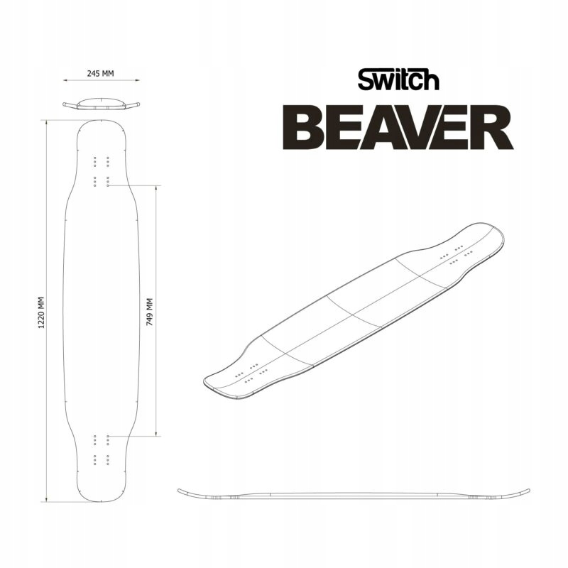 Switch Longboard BEAVER Flex2 Paris koła 65mm 80A Twardość kół 80A