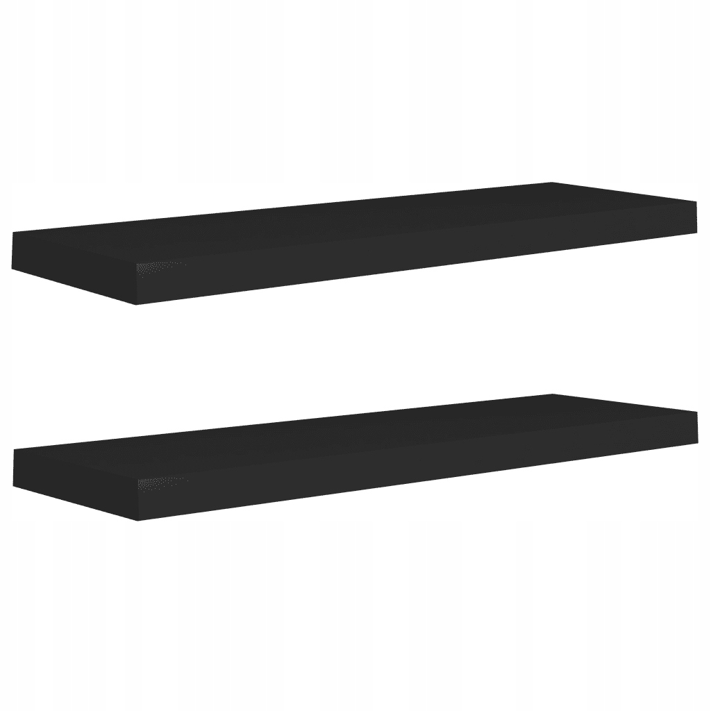 Sada 2 černých Polic Mdf a kovu 80 x 23,5 x 3,8 cm