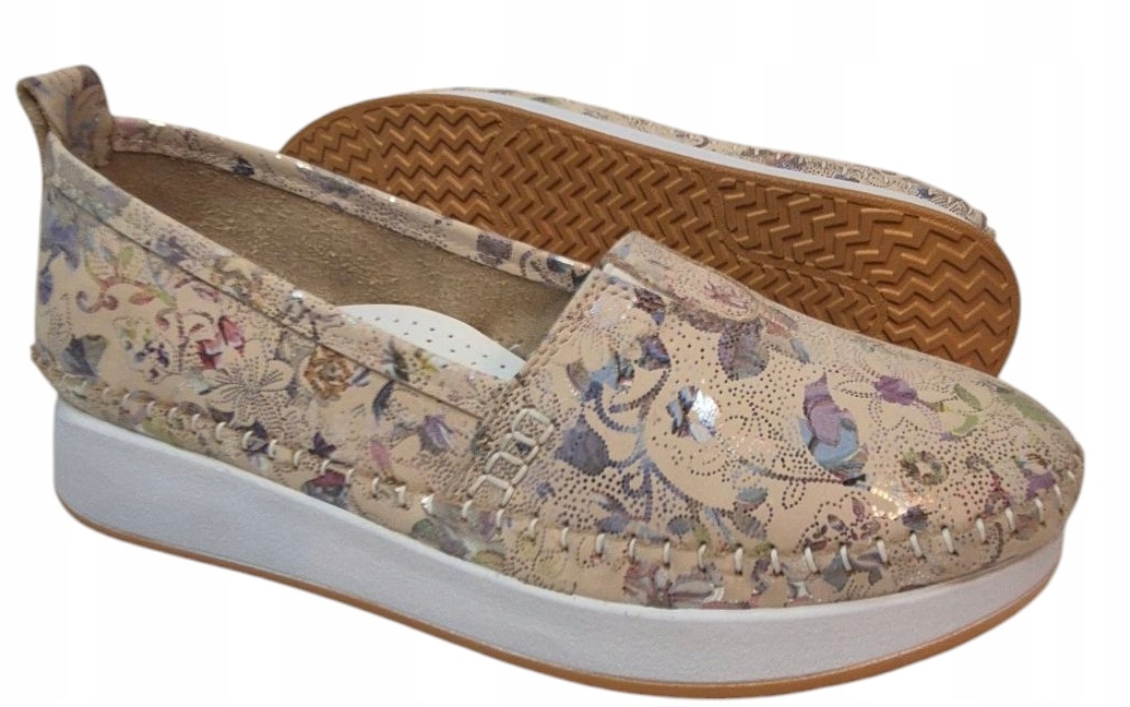 Modo 24229 Béžové espadrilky s květinami, nubuková kůže vel. 41