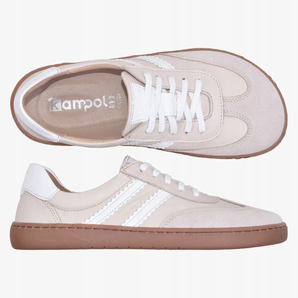 Barefoot Tenisky Kožené Minimalistické Dámské Široké Béžové 36