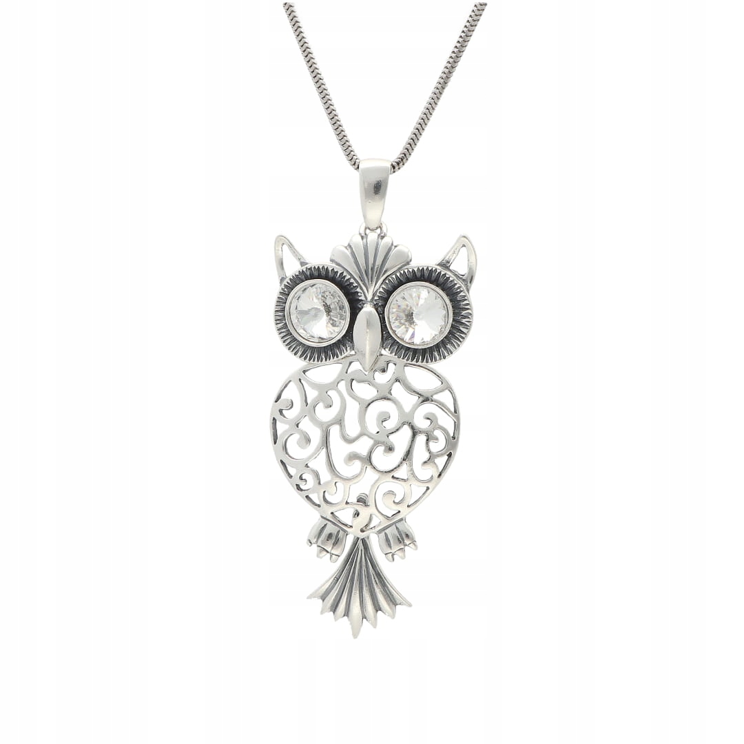 Přívěsek ze sovy s bílým krystalem Swarovski