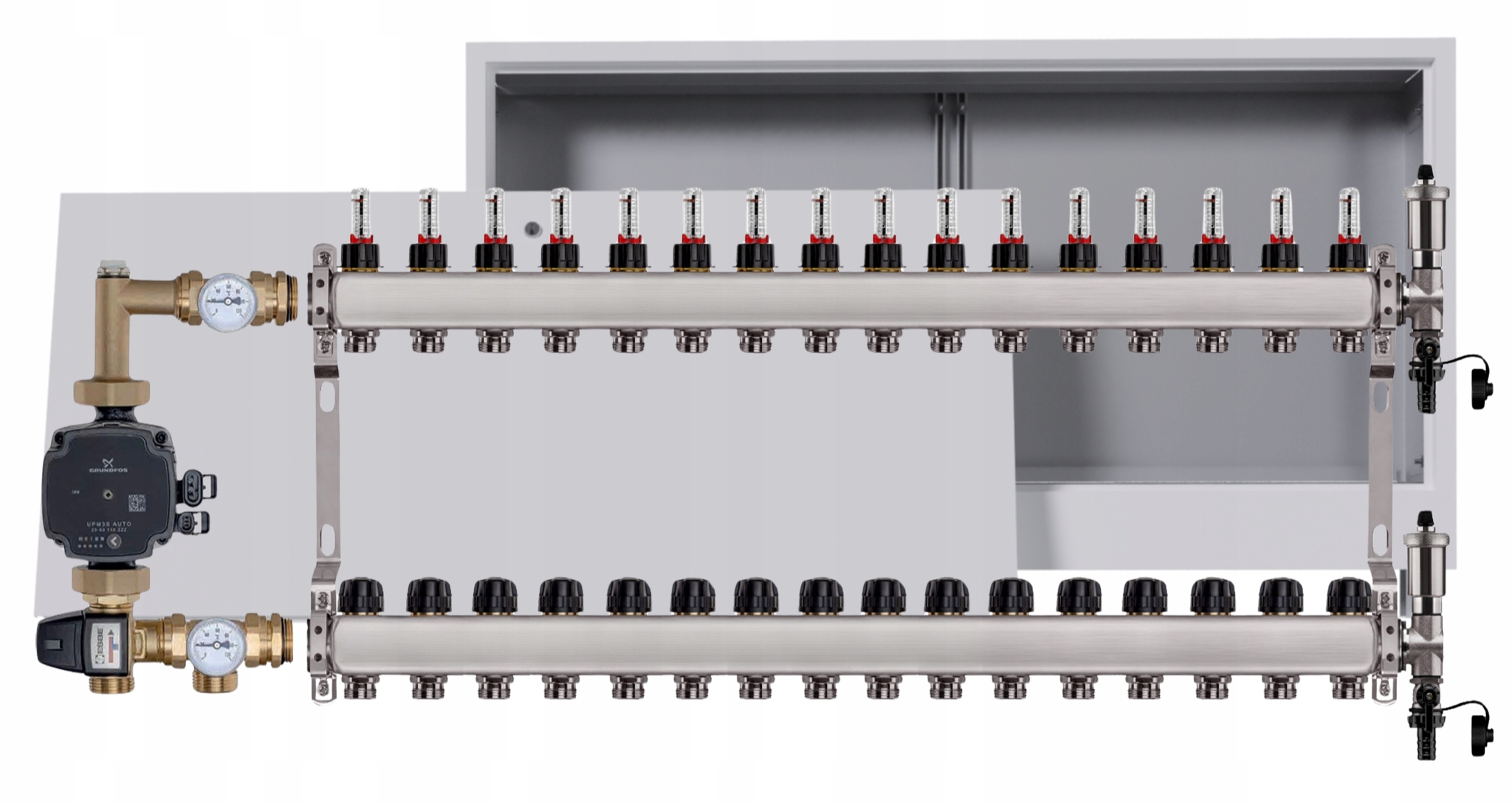 Nerezový rozdělovač pro podlahu 16 podomítkový box Čerpadlo Grundfos
